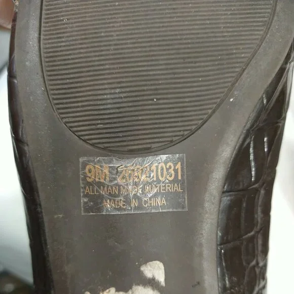 Cato Slip-on Flats Loafers Women Size 9 M Brown Embossed Croc Print - Picture 5 of 7